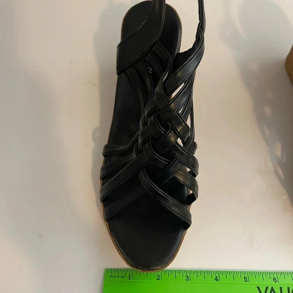 Shien Black Wedge Sandals Size 41 - Picture 7 of 8